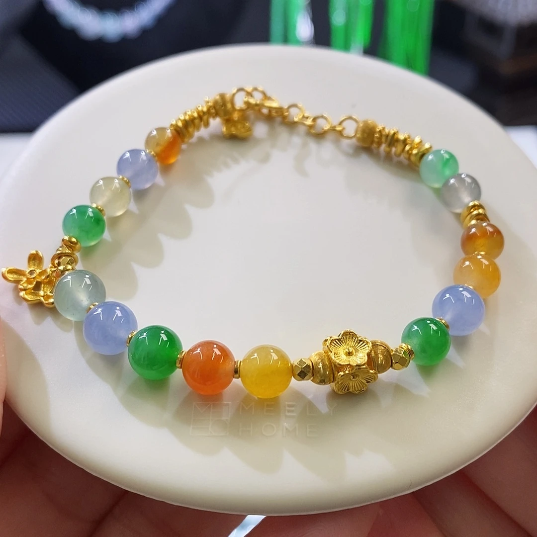 未镶嵌挂件翡翠盘缠手链