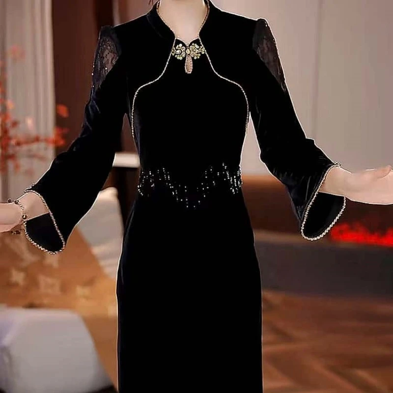 A823【连衣裙】2025秋季新款高级感精致轻奢优雅贵夫人气质连衣裙