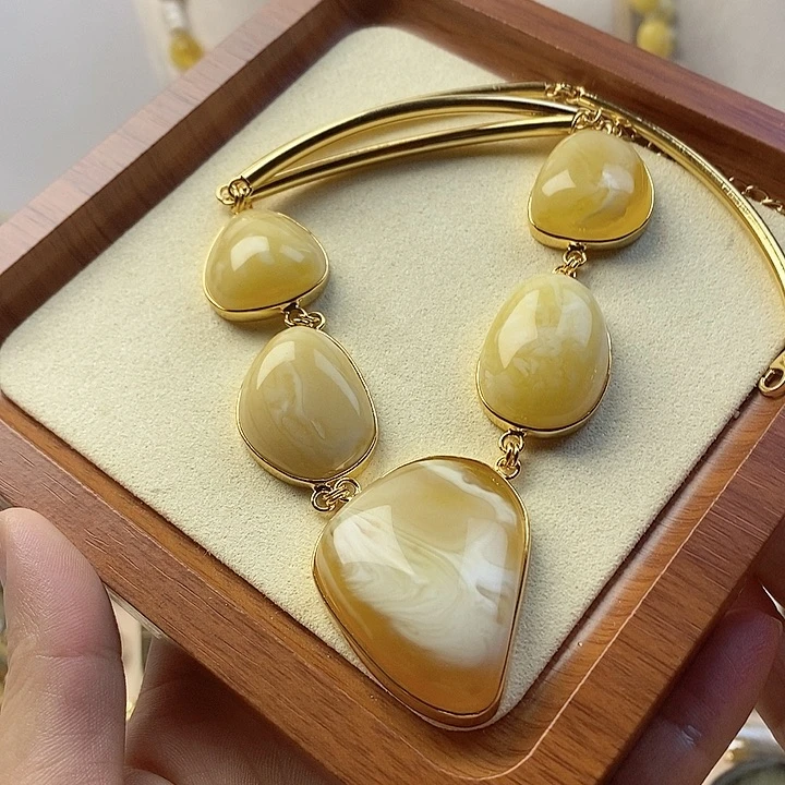 银S925镶嵌颈饰蜜蜡蜜蜡项链