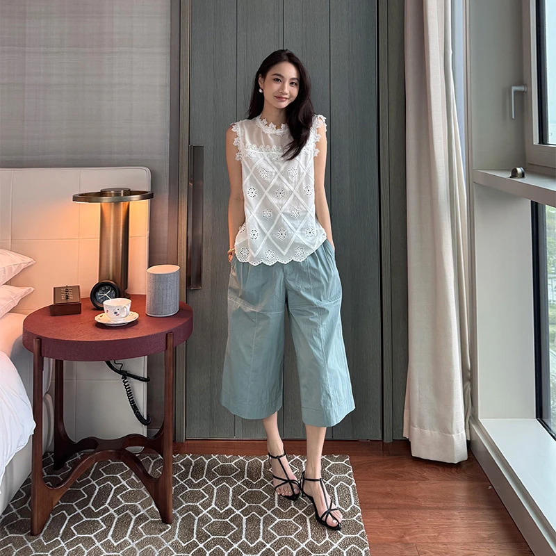 靠谱。【独家回忆】新款定制定染休闲显瘦七分阔腿裤KP250002