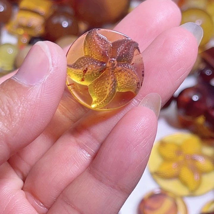 琥珀未镶嵌裸石天然缅甸琥珀小海星