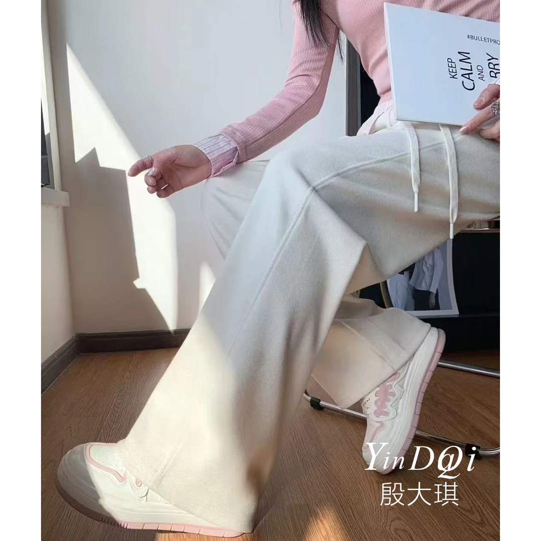 春季新款 显瘦糯米裤百搭宽松高腰休闲裤女