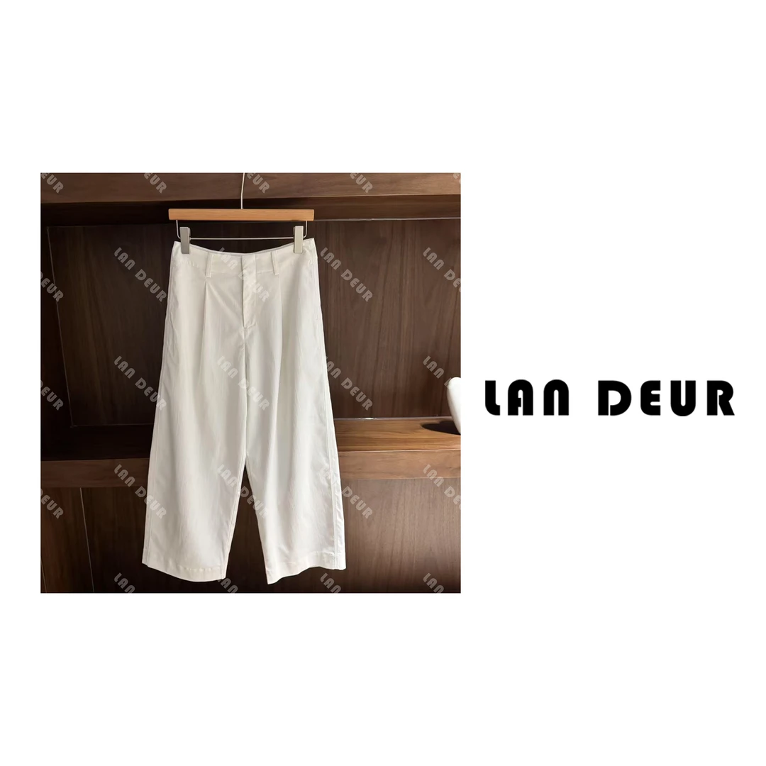 JIUJIU【云山晓】气质舒适直筒时尚白色百搭夏季宽松设计师休闲裤