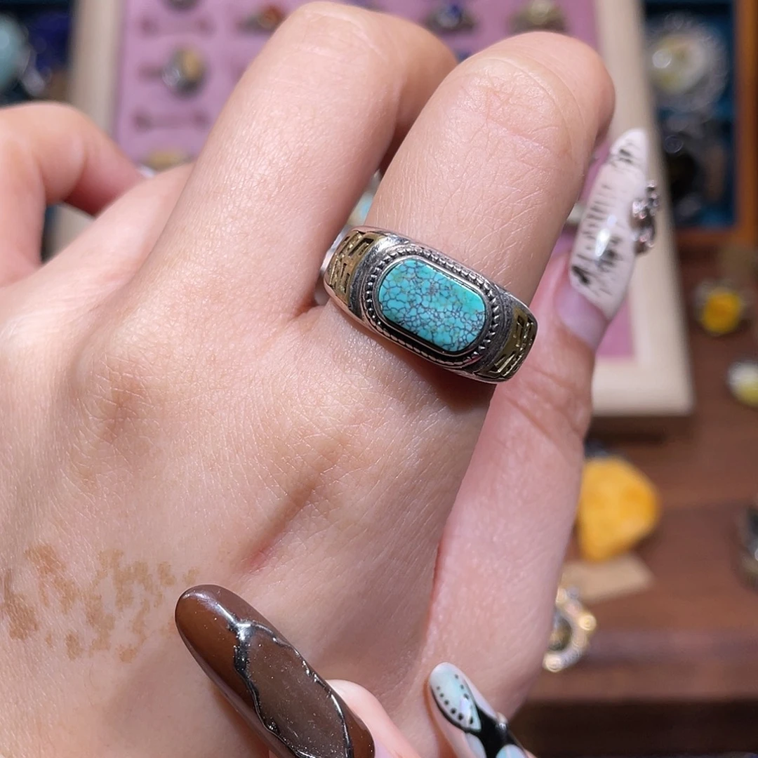 *****绿松石银S925镶嵌戒指戒指