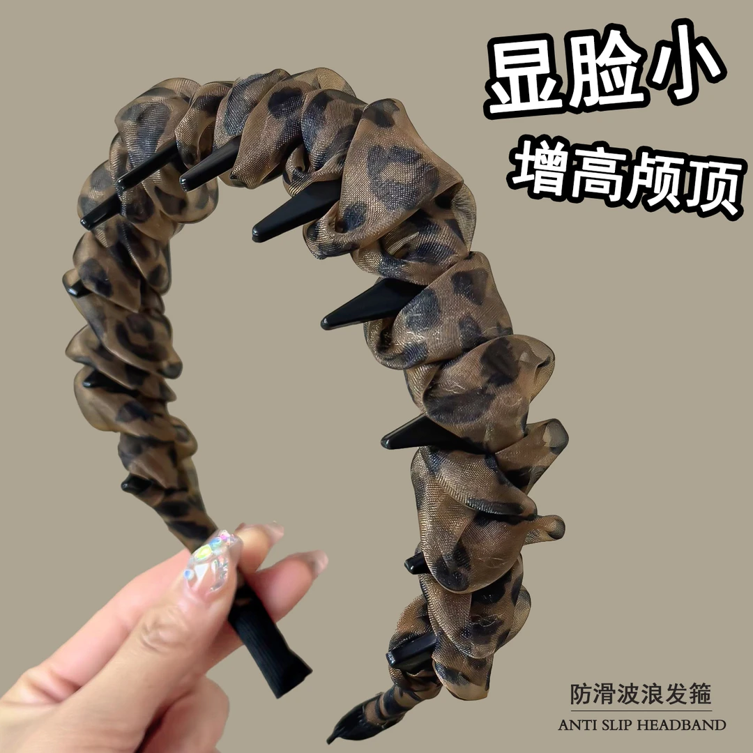 超仙渐变网纱褶皱齿梳发箍蓬松高颅顶日常百搭通勤发箍发卡头饰新
