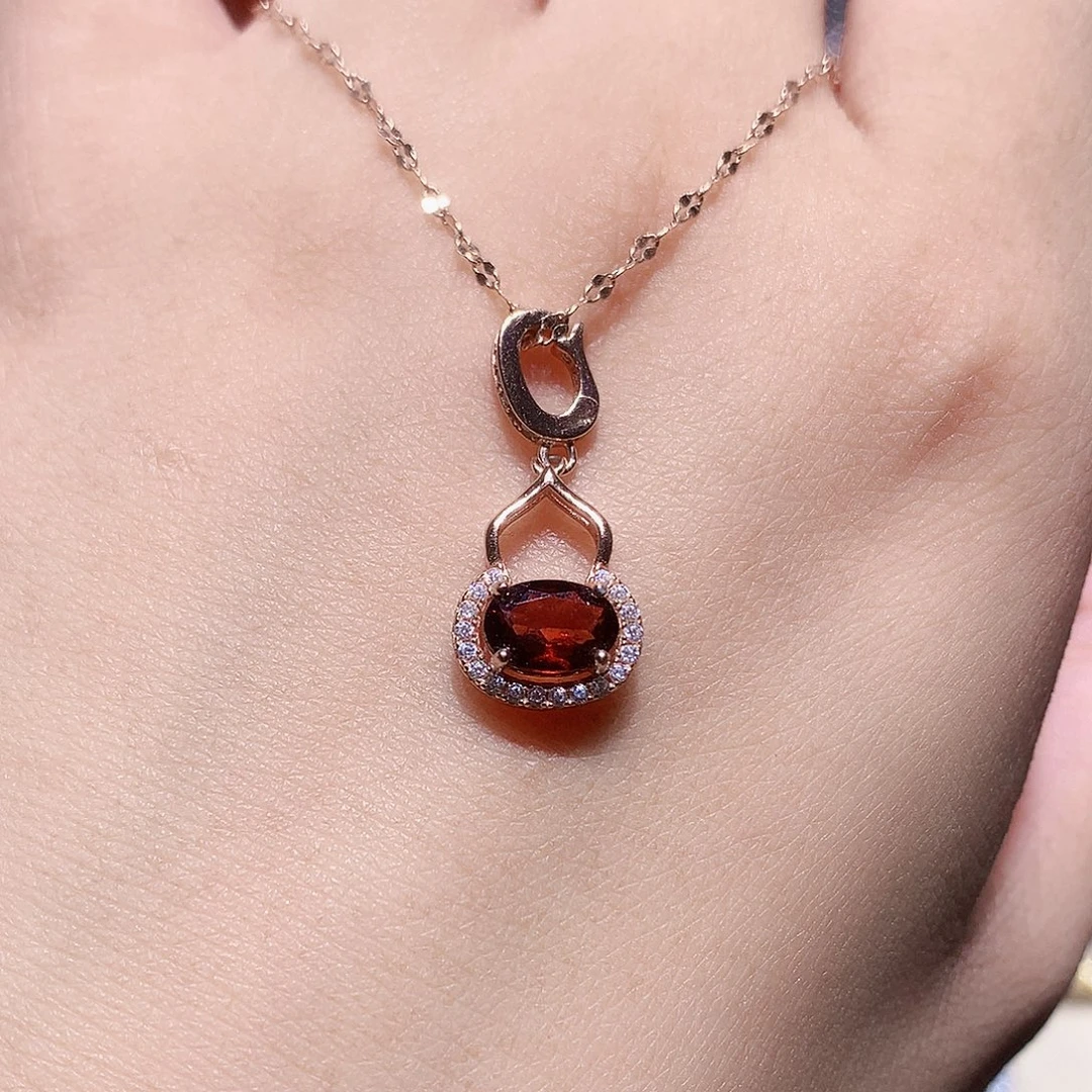 吊坠(赠链)银S925镶嵌石榴石