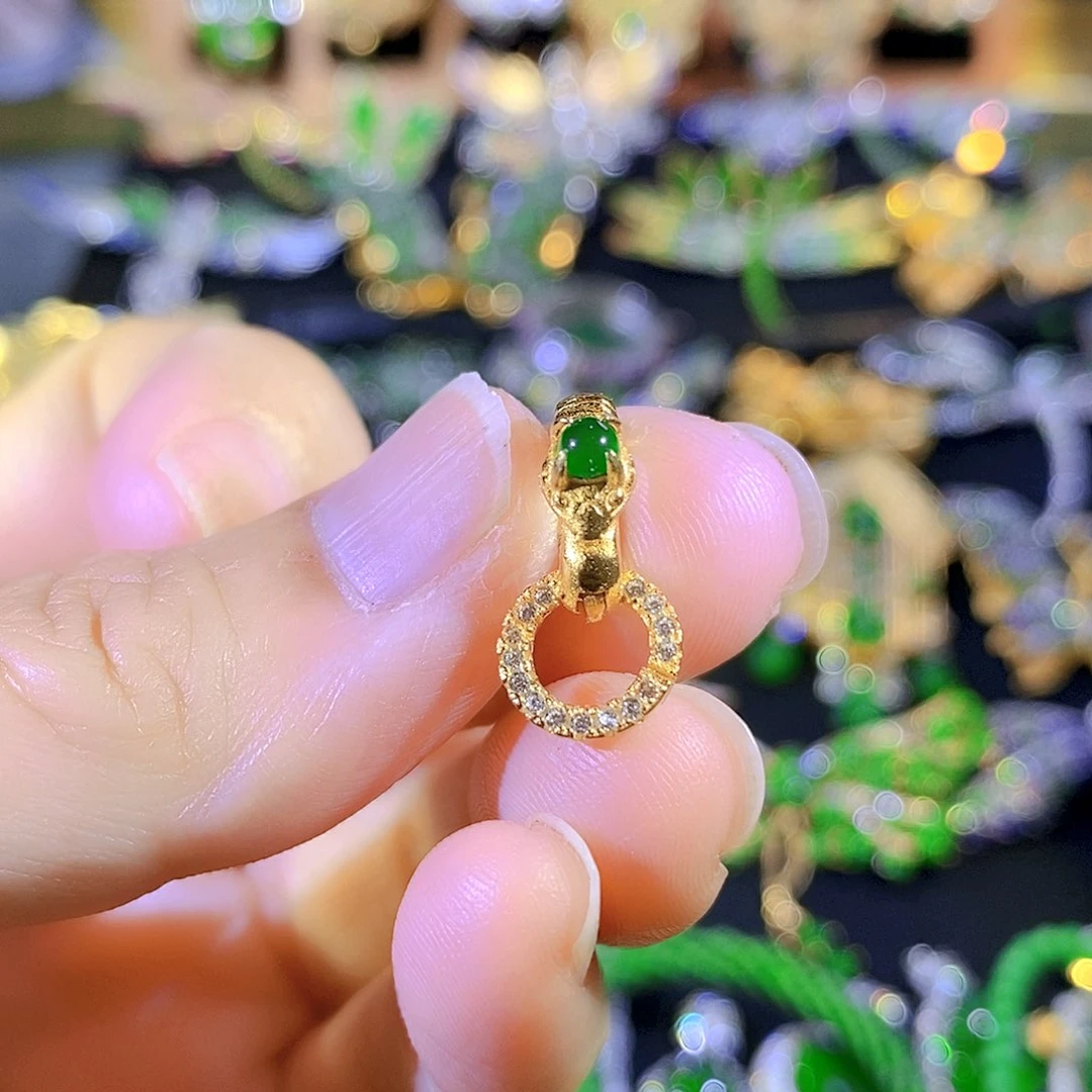 吊坠(不含链)银S925镶嵌翡翠