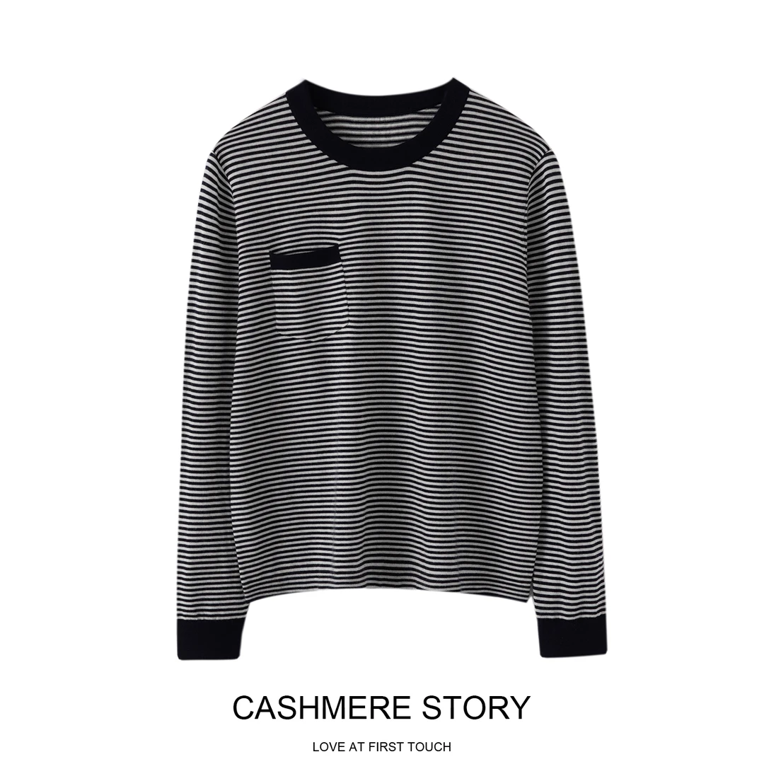 （精纺 羊绒） 68支3股 圆领羊绒衫 针织打底 100 羊绒