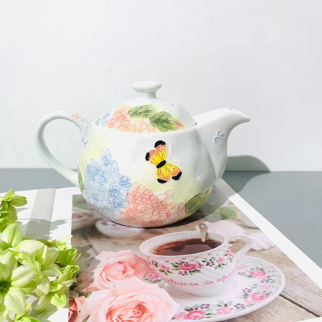 手绘绣球花冷水壶