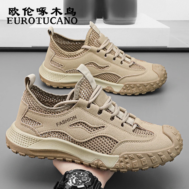 欧伦啄木鸟EUROTUCANO男鞋夏季透气休闲网面鞋男士防滑耐磨工装鞋