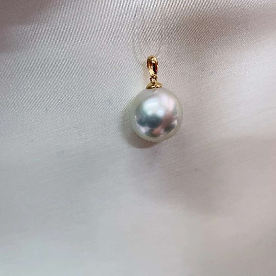 吊坠(不含链)18K金镶嵌海水珍珠11-12
