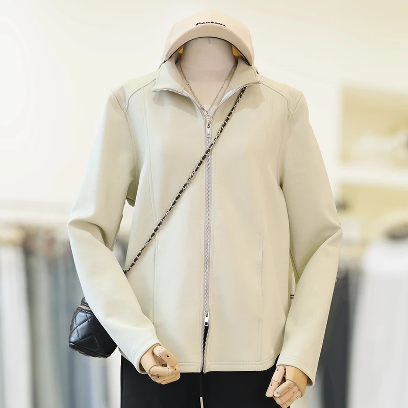 zaw大码女装正肩立领卫衣女春秋百搭显瘦胖mm炸街遮肚上衣/25033