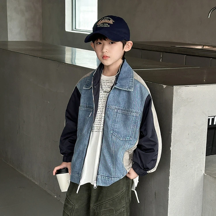 男童牛仔外套春秋款儿童春装洋气夹克中大童宽松上衣男孩帅气衣服