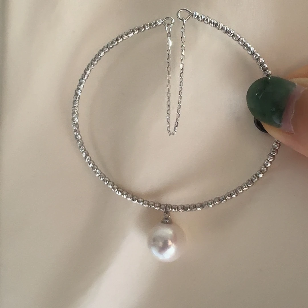 淡水珍珠手镯银S925镶嵌11-12mm