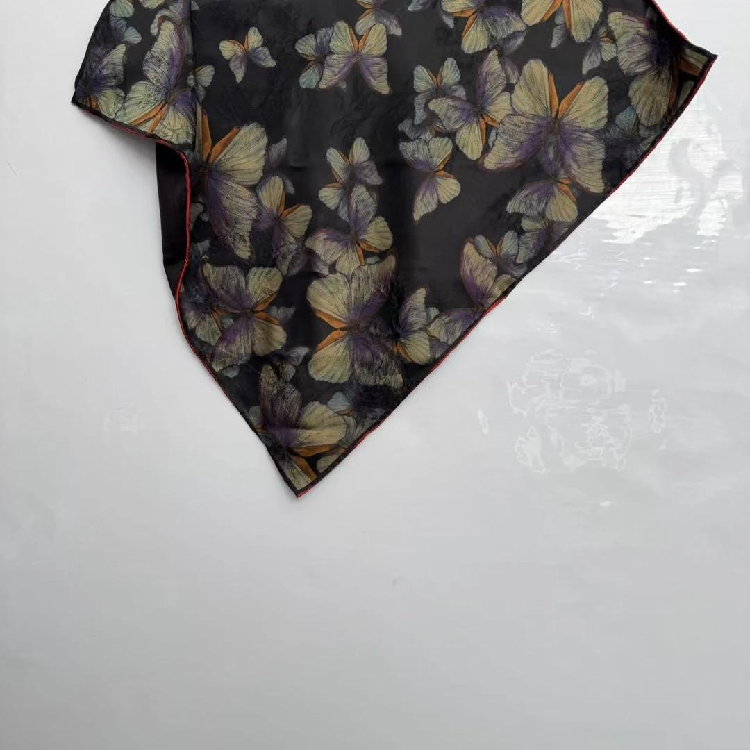 丝纡---蝶悠 重锻湖丝提丝香云纱桑蚕丝65*65丝巾