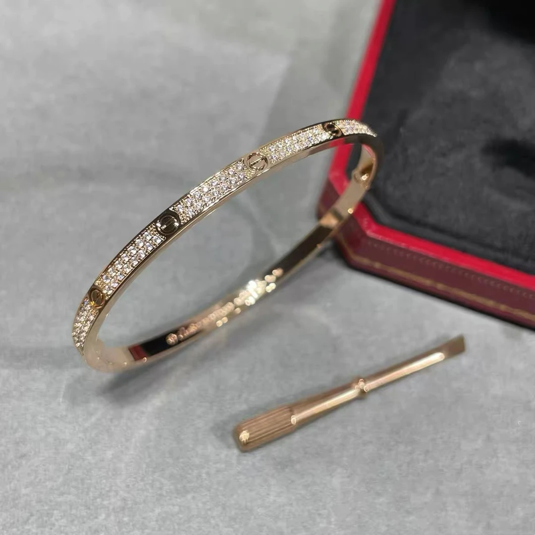 铜合金手镯 玫瑰金窄版满天星手镯  8553