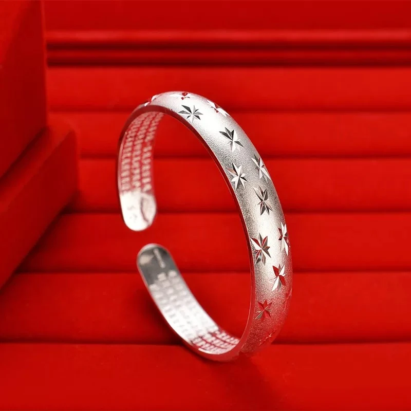 足银手镯 45号链接 满天星心经足银镯子奶奶长辈母亲节日礼物