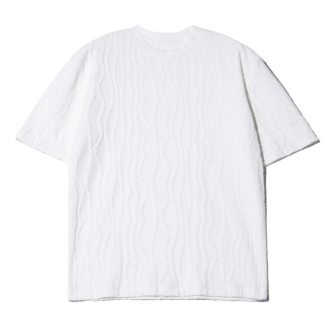 T65透气宽松重工潮牌设计夏季流行休闲圆领百搭潮流纯色白t恤男