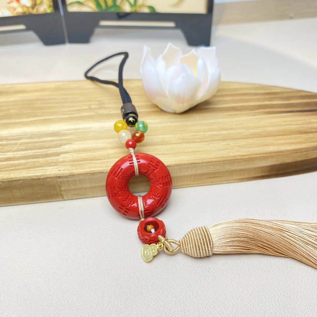 含辰砂工艺品高含量朱砂红砂设计款五路财神花钱包挂爆款车挂
