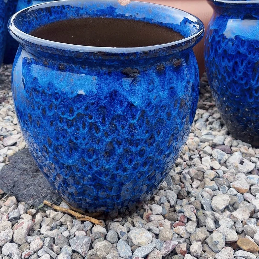 紫砂花盆蓝孔雀大号一个27*31瑕疵