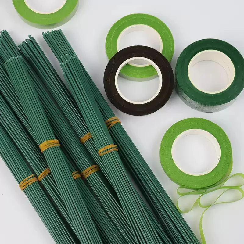 绿色花杆2号胶包铁丝胶带扭扭棒花束手工制作DIY材料竹签丝带花蕊