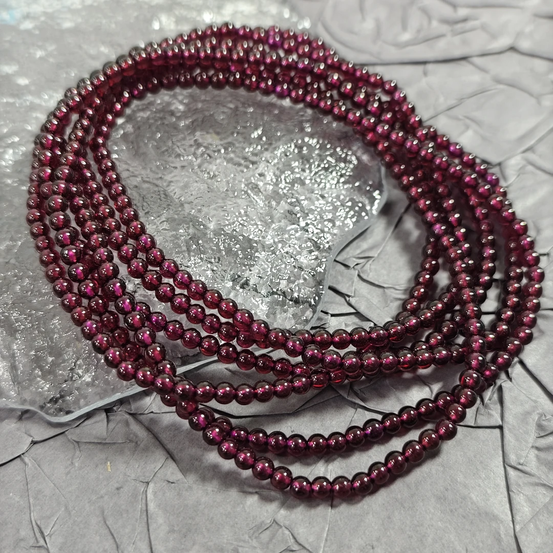 【书记甄选】天然石榴石三圈手链 多样性发一件 约3mm 3999HT