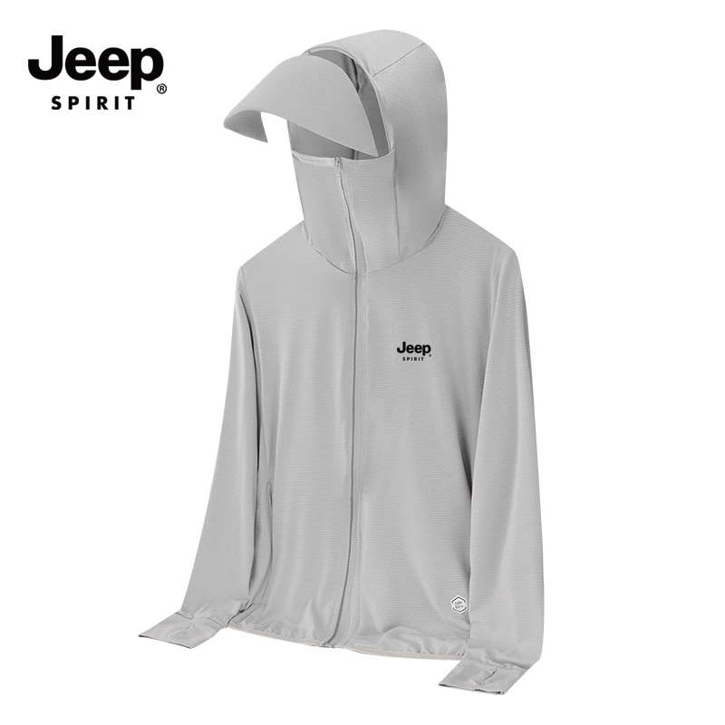 JEEPSPIRIT吉普冰丝防晒衣男女款夏季情侣轻薄透气户外连帽皮肤衣