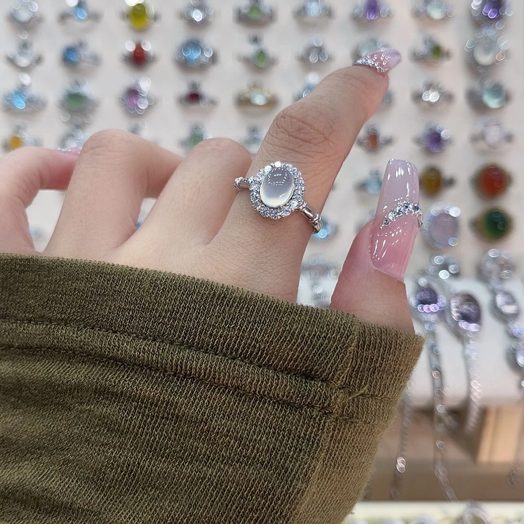 岫玉银S925镶嵌戒指