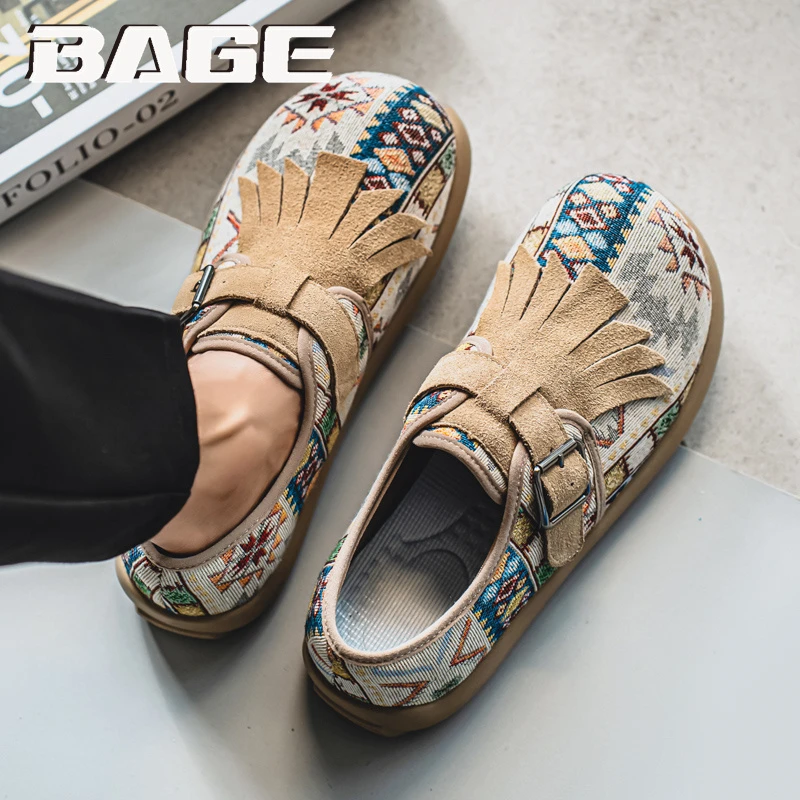 八哥帆布男鞋冬季透气一脚蹬老北京布鞋休闲原创设计印花大码板鞋