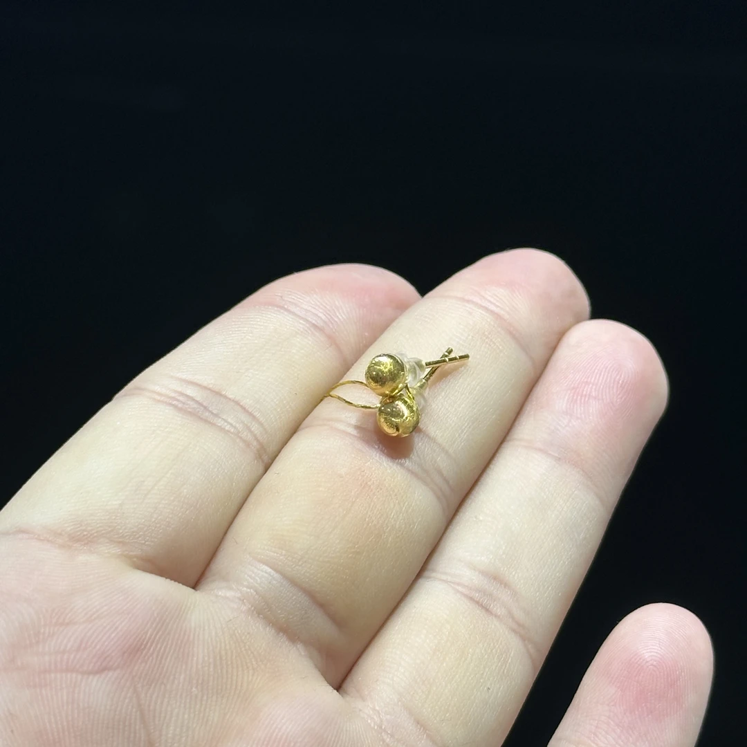 足金999 5G 卡5 猫眼珠直针耳钉 1.163