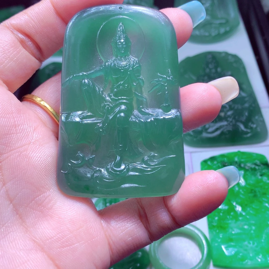 定制翡翠未镶嵌天然缅甸翡翠A货毛货挂件