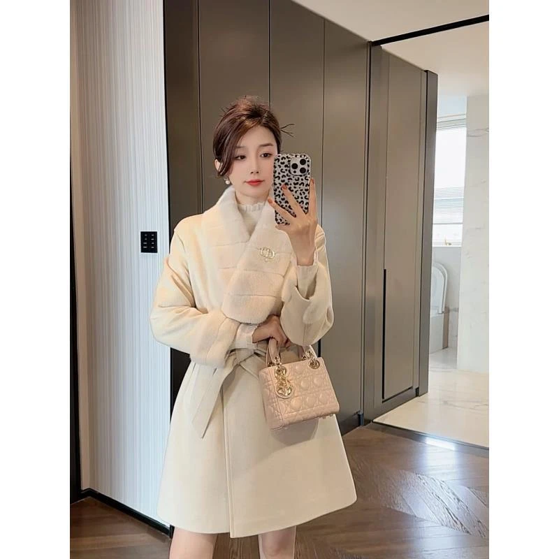 【大静静】“矜贵千金” 高端水貂羊绒拼接90鹅绒大衣