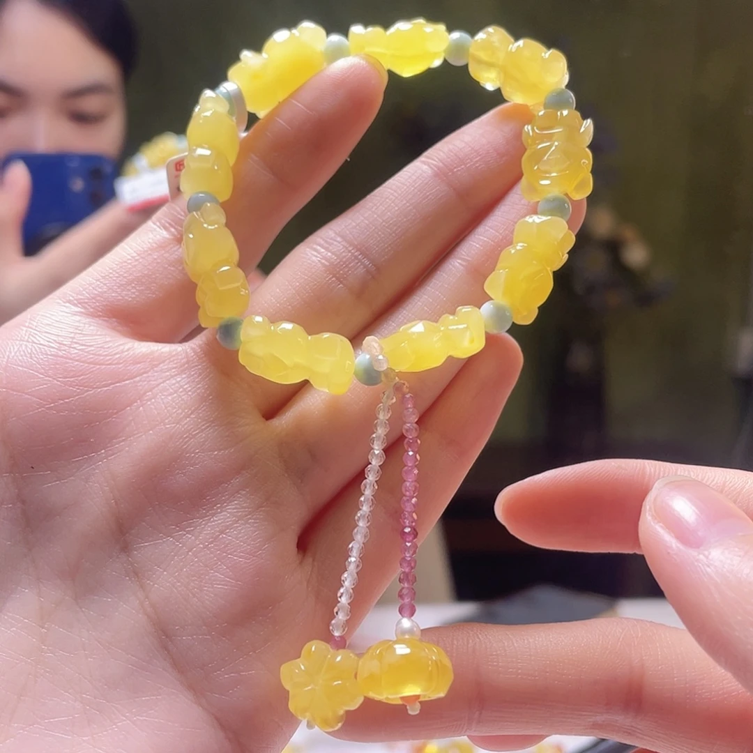 蜜蜡未镶嵌裸石手链