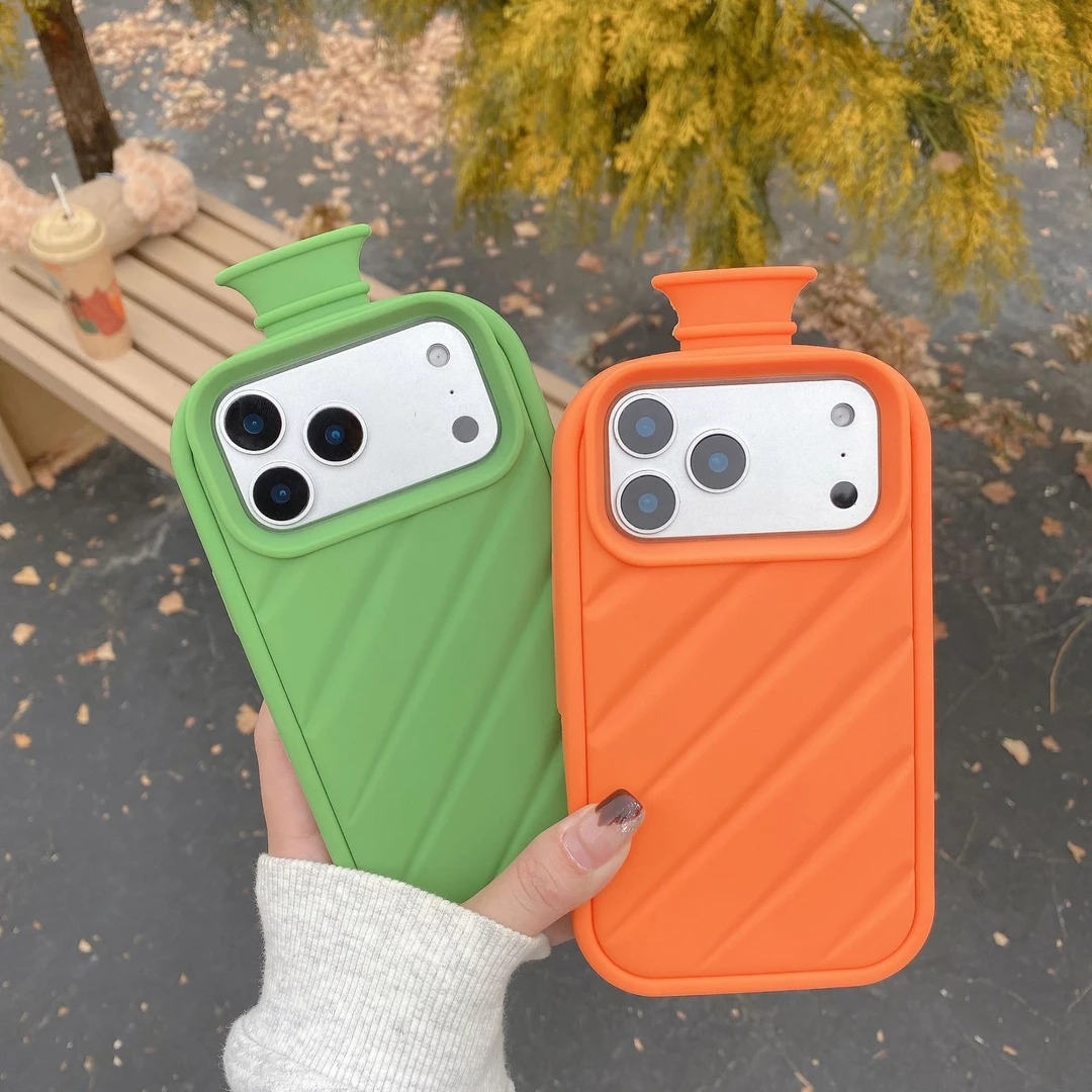 （苹果）创意斜条纹暖水袋iphone17苹果16适用14/15pro max手机壳