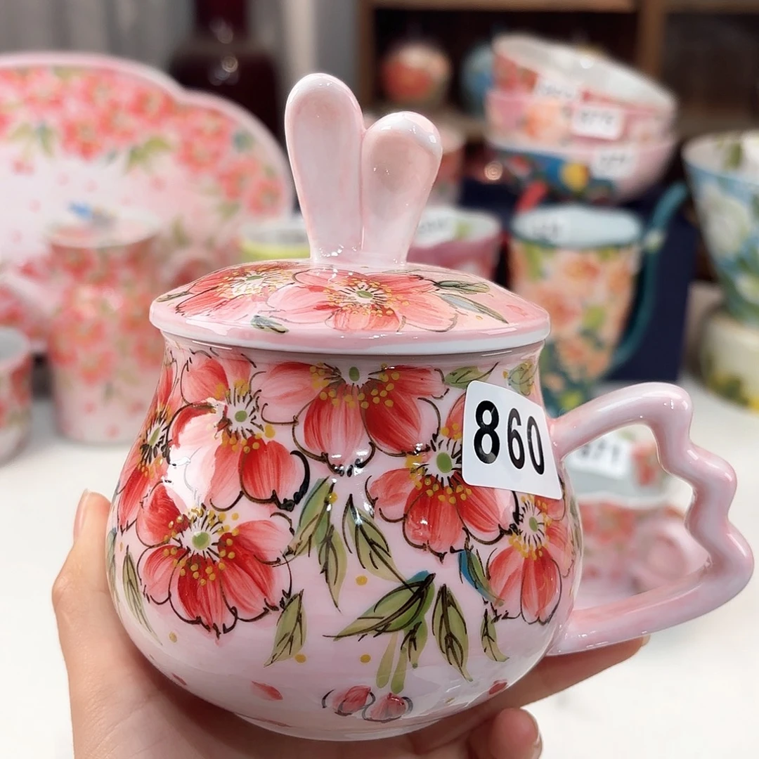 桃****景德镇手绘高温釉下彩陶瓷茶具