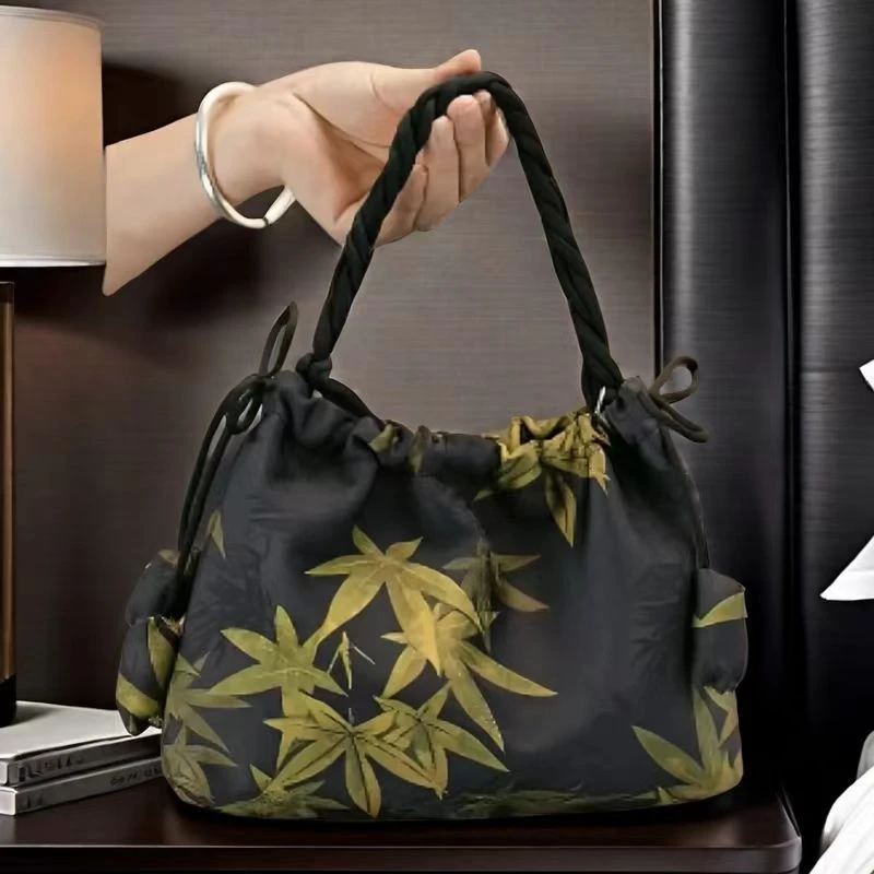 香云花萝如意包29*20定位花斜挎包中国风复古抽绳百搭装饰手提包