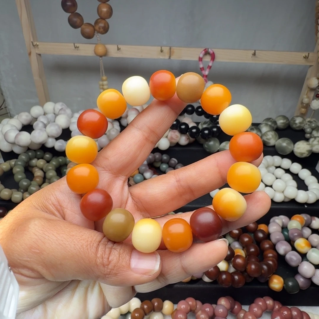 菩提根/象牙果手串卡14干磨落日余晖