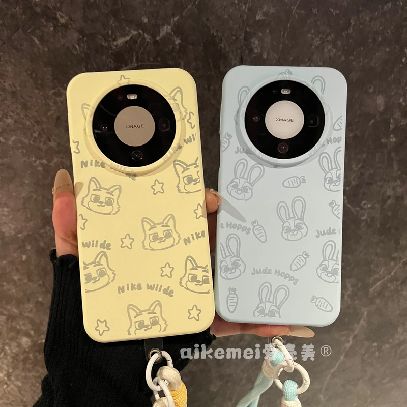 可爱卡通疯狂动物城适用华为mate80pro手机壳mate80promax液态硅