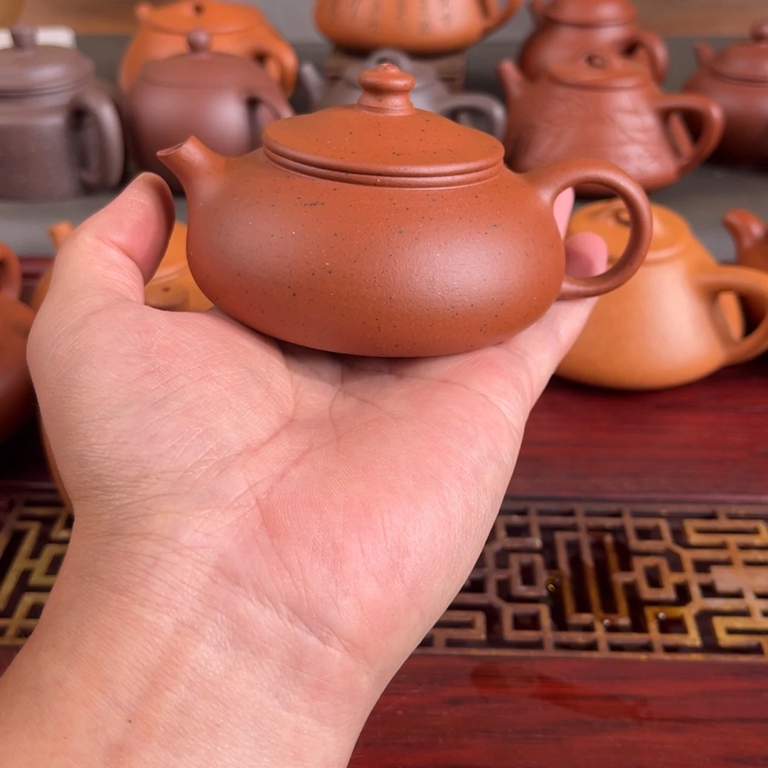 茶壶紫砂小红泥寒江半手工