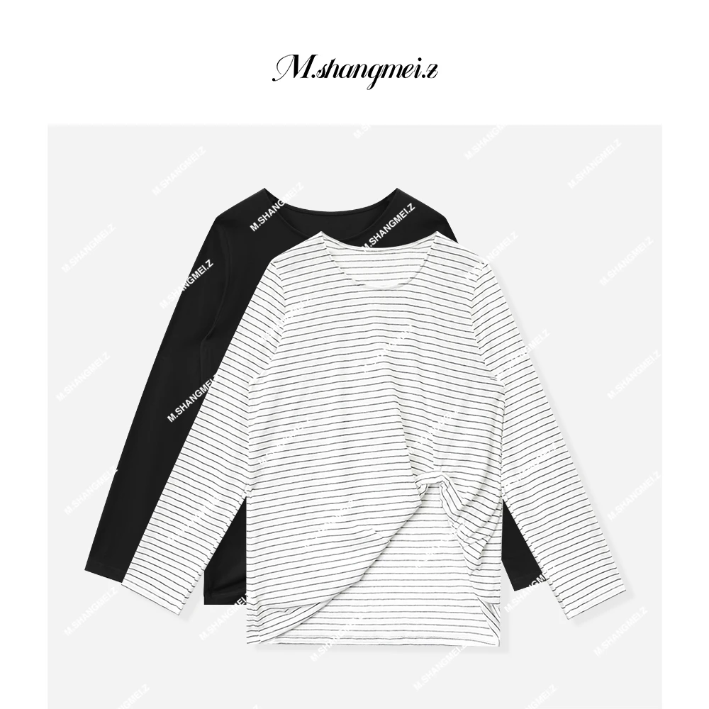 M.SHANGMEI.Z/沐熙【凹造型】美大哥条纹设计感长袖上衣X05T3551