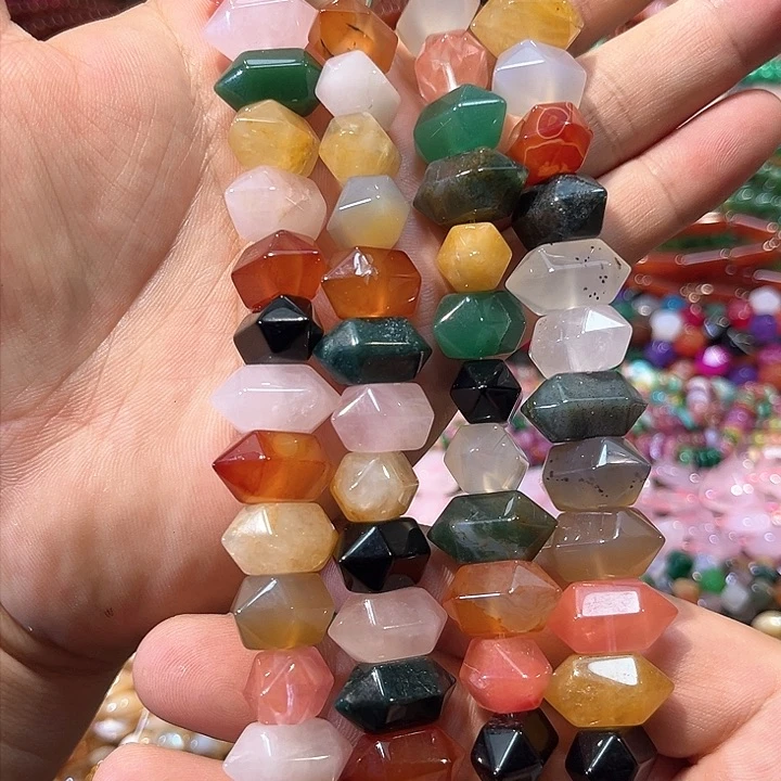 玛瑙/玉髓合金珠宝半成品多宝双尖10x19mm短条20颗