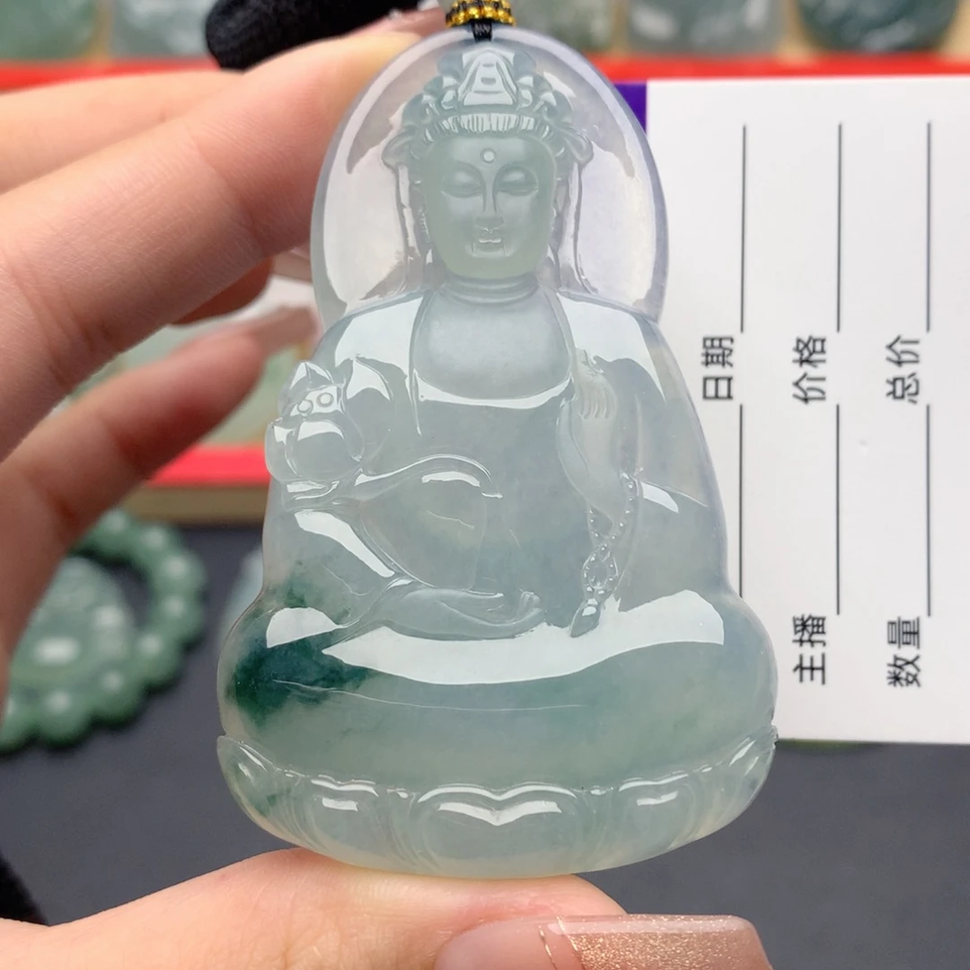 甜***运翡翠未镶嵌颈饰素衣观音