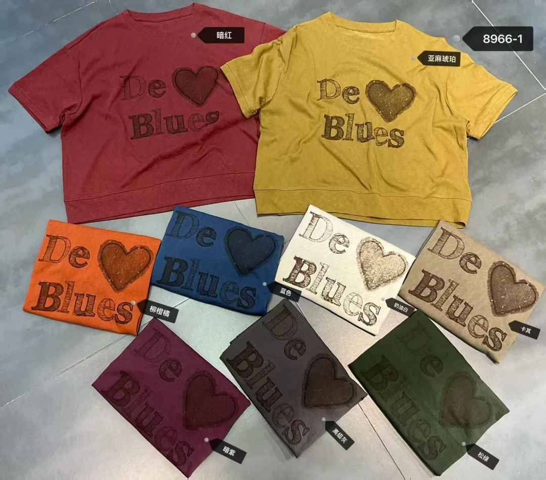 【主播推荐】女士字母爱心印花短息T恤8966-1