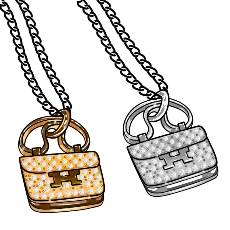 铜合金项链 小马家包包天然真钻满钻时尚气质项链个性