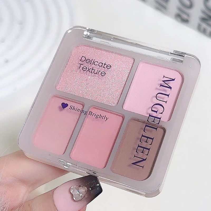 新品点眸五色眼影盘粉棕大地色水泥烟熏珠光眼影女学生便携眼影盘