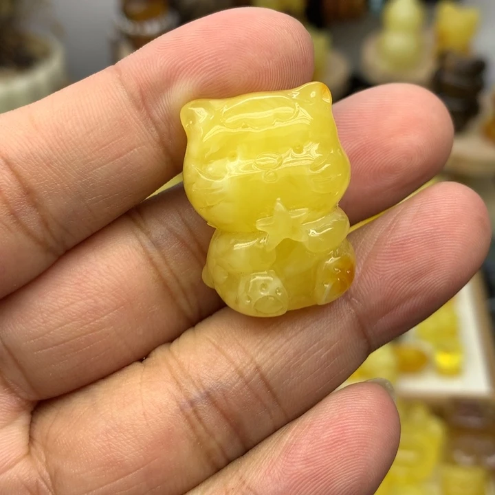 蜜蜡吊坠(不含链)未镶嵌五角星猫咪