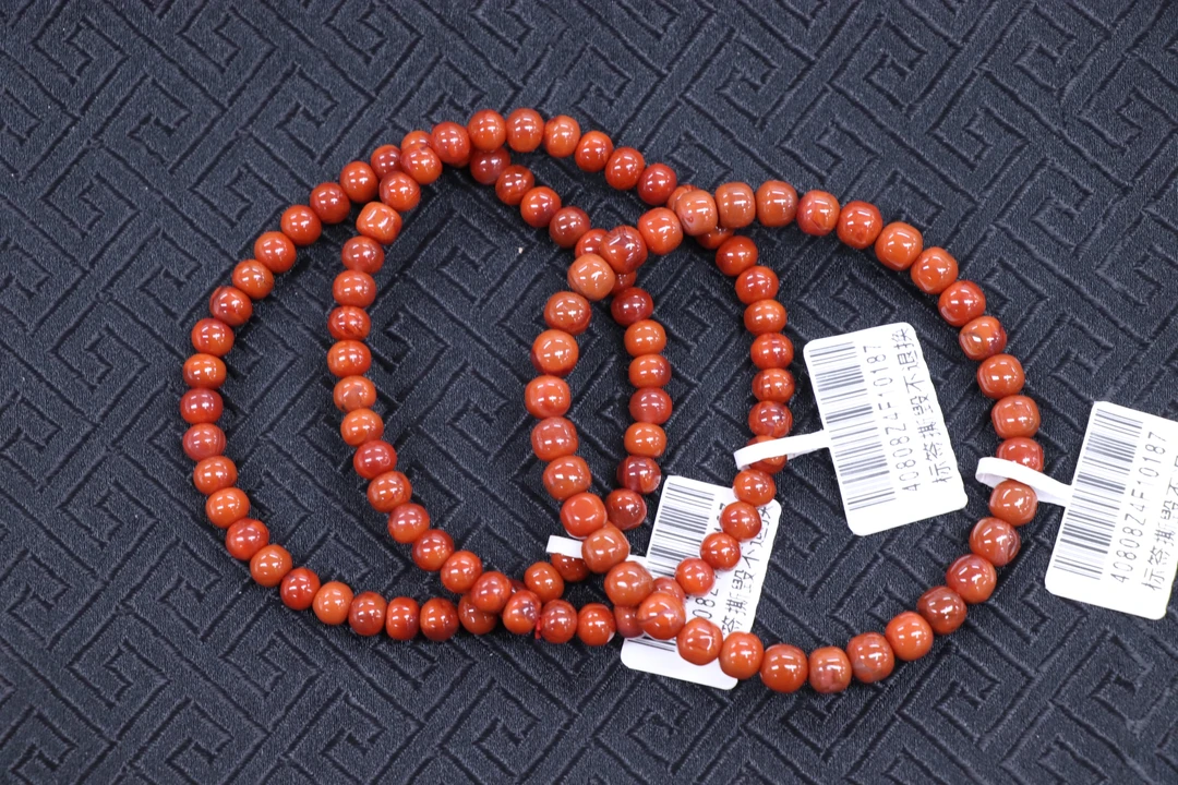 原矿无优化天然南红瓦西玫红火焰纹老型单圈5mm左右多样性发一条