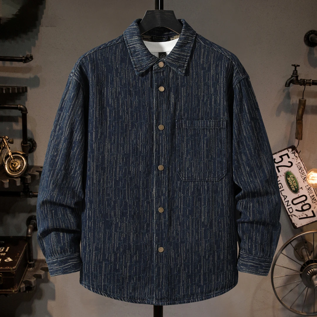 MR.MUDI/穆迪先生高端流苏提花牛仔衬衣男士2025新款百搭长袖夹克