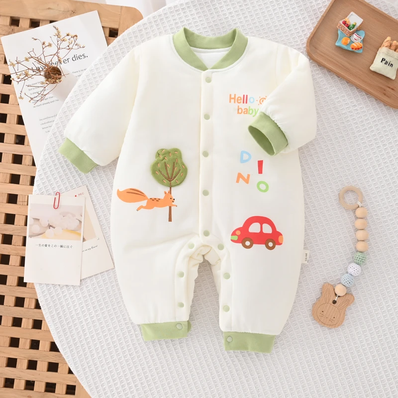 【淇博贝尔】婴儿40g薄棉爬服纯棉透气衣服A类保暖连体长袖婴宝宝