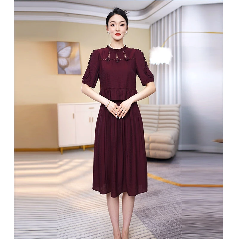 JG-25253  新款2025年夏季时尚气质优雅显瘦假两件连衣裙 M-4XL